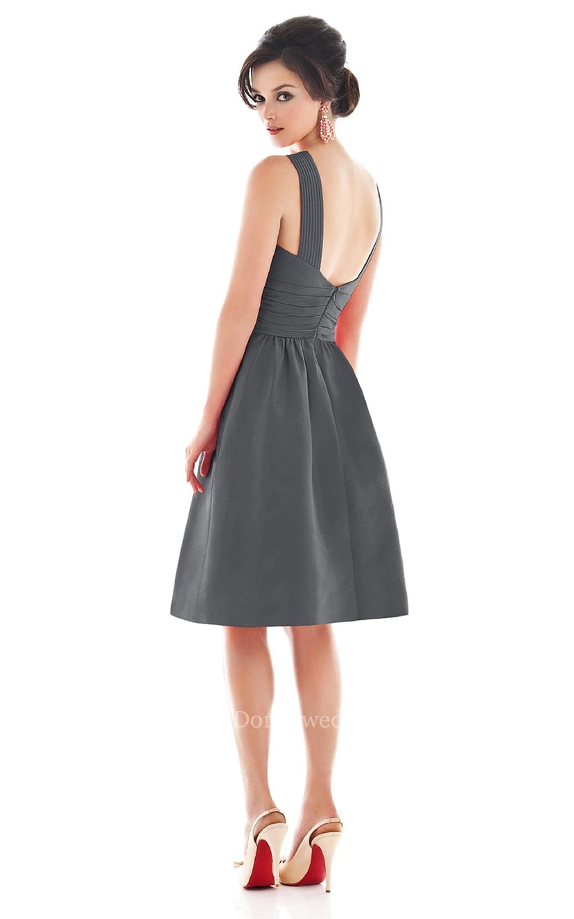 Chic Sleeveless A-Line Dress With Zipper Back view 2