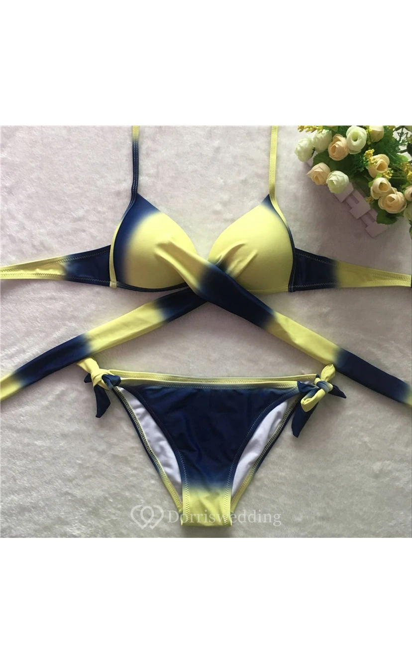 Halter Splice Colored Bikini Set view 2