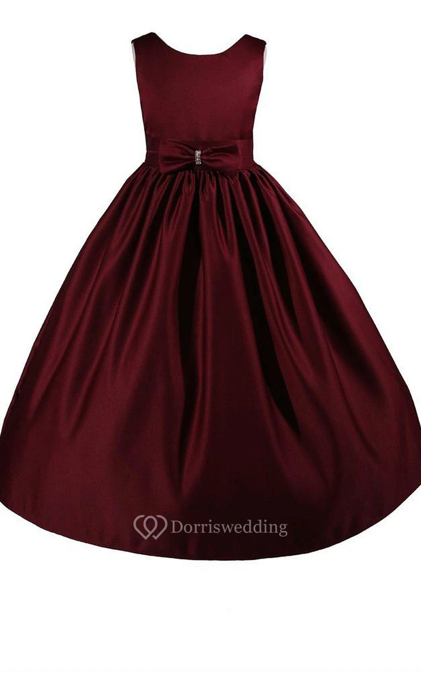Sleeveless A-line Pleated Dress With Bow