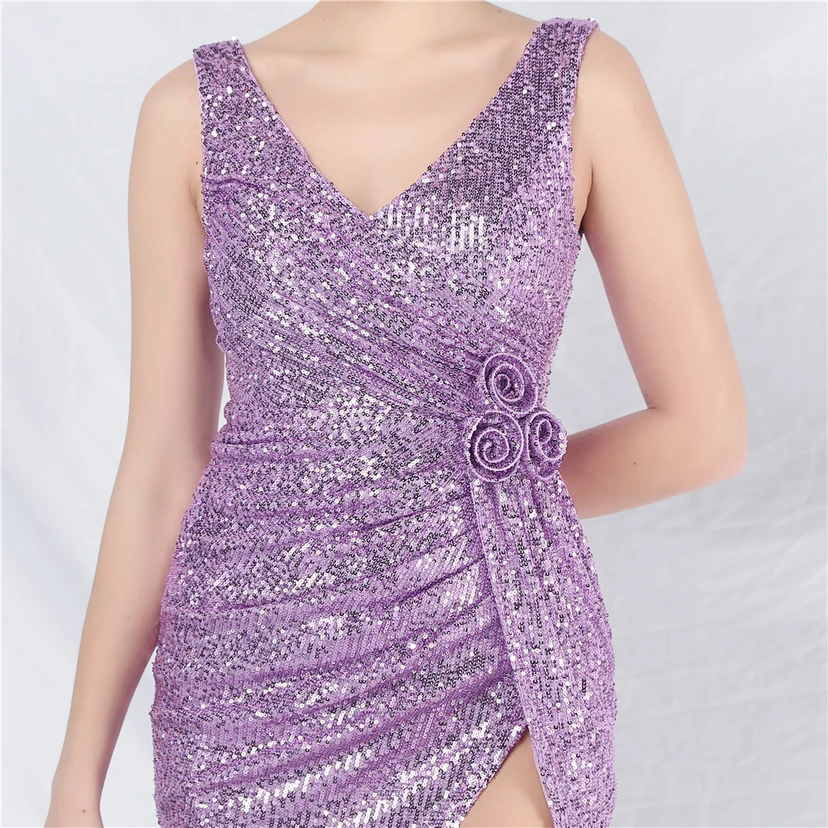 Craft Flower Sequined Sexy Short Skirt Daily Small Dress view 26