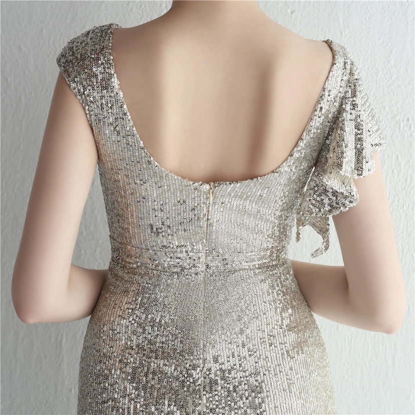 Falda larga de cola de pez con lentejuelas y cuentas, modelo Celebrity Banquet Temperament, Aura Queen, para cena. view 27