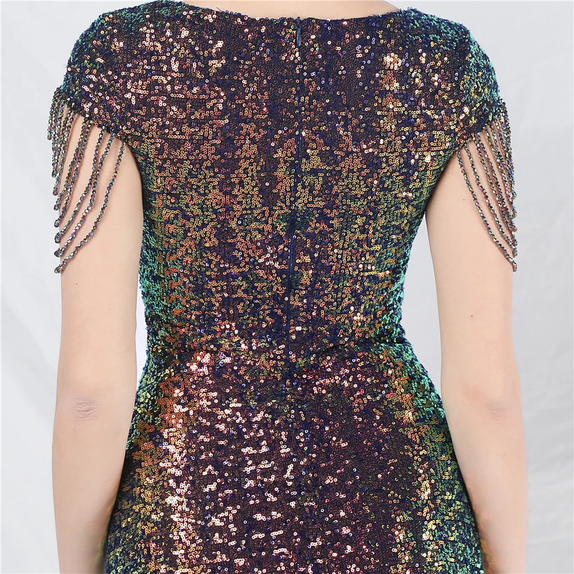 A-Line Big Swing Dress Craft Sequined Long A-Line Evening Dress view 26