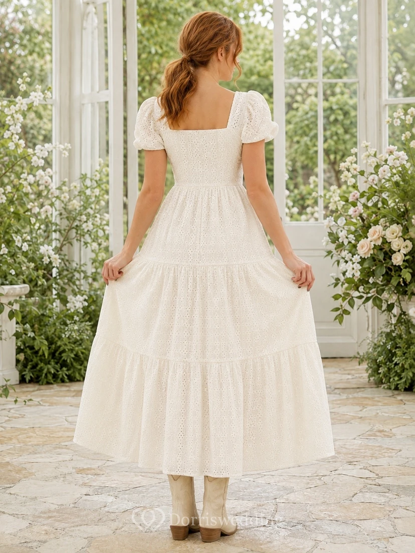 Ivory Short Sleeve Tiered Country Maxi Dress Classic view 2