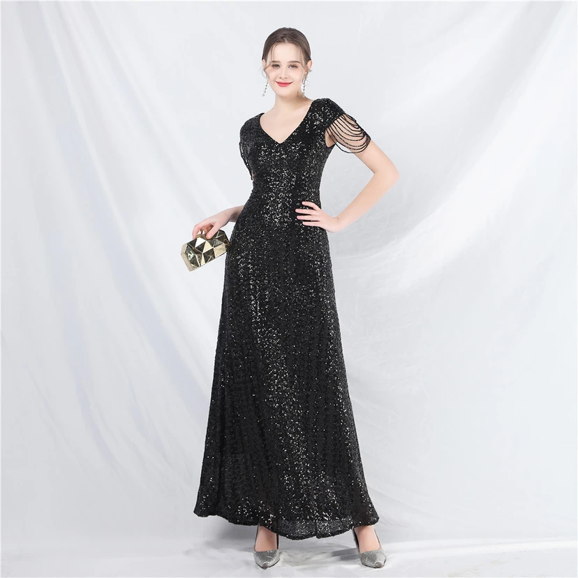 A-Line Big Swing Dress Craft Sequined Long A-Line Evening Dress view 42