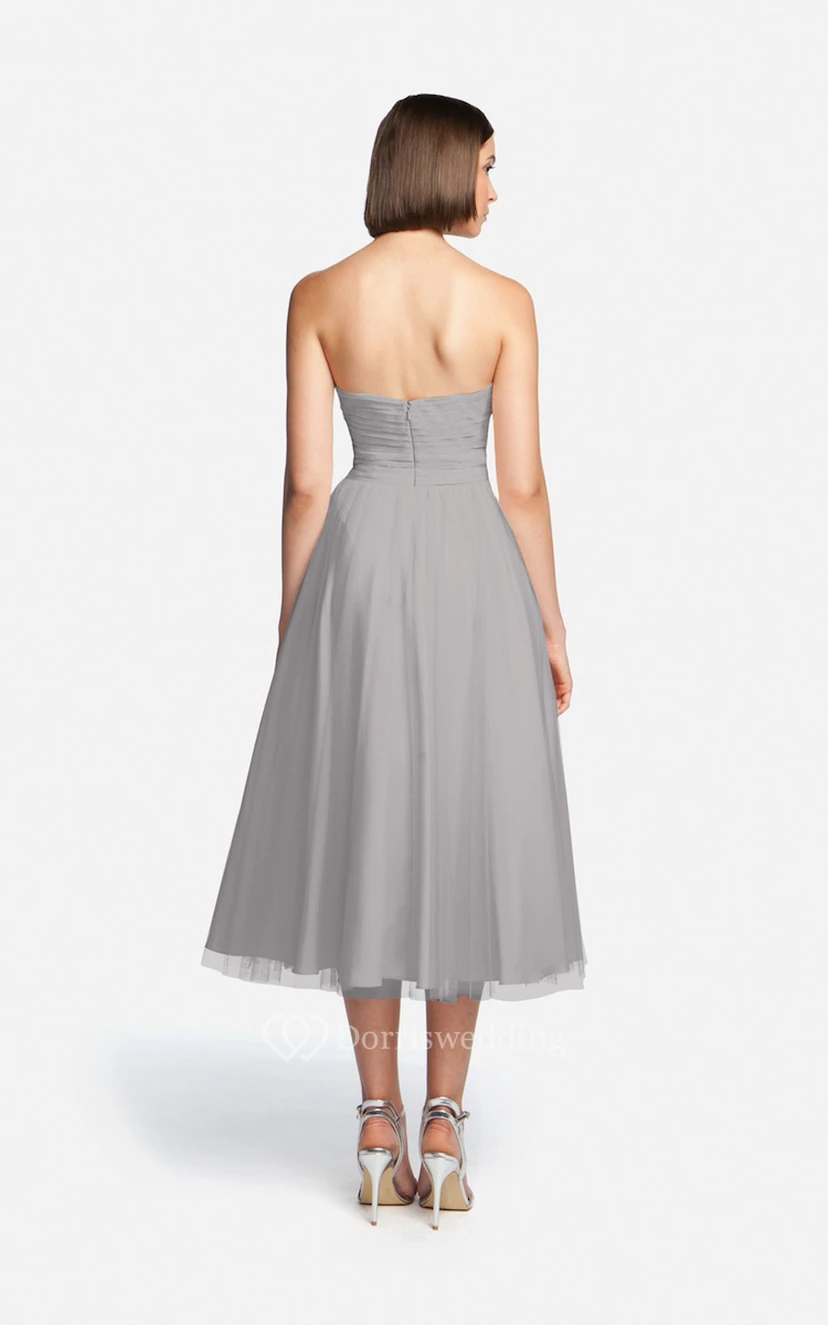 Tulle Tea-Length Angelic Dress With Sweetheart Neck view 3