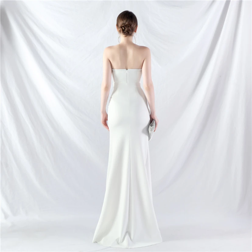 Vestido de noche de satén de alta gama con cola vertical pequeña y chaleco de espina de pescado de estilo palacio, de gran resistencia y cintura ajustada. view 42