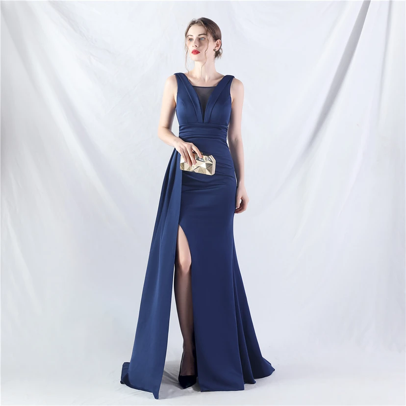 Vestido de noche de satén plisado con 8 colores opcionales view 64