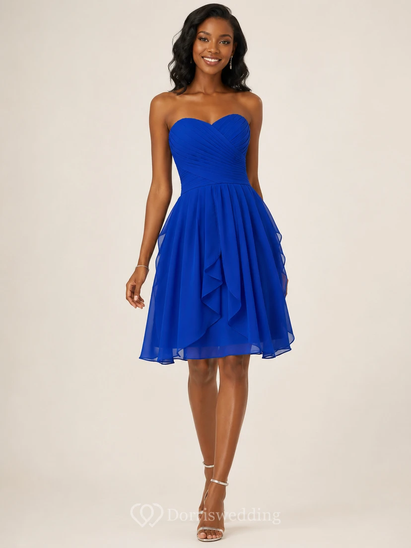 Sweetheart A-line Ruffled Short Chiffon Dress view 5
