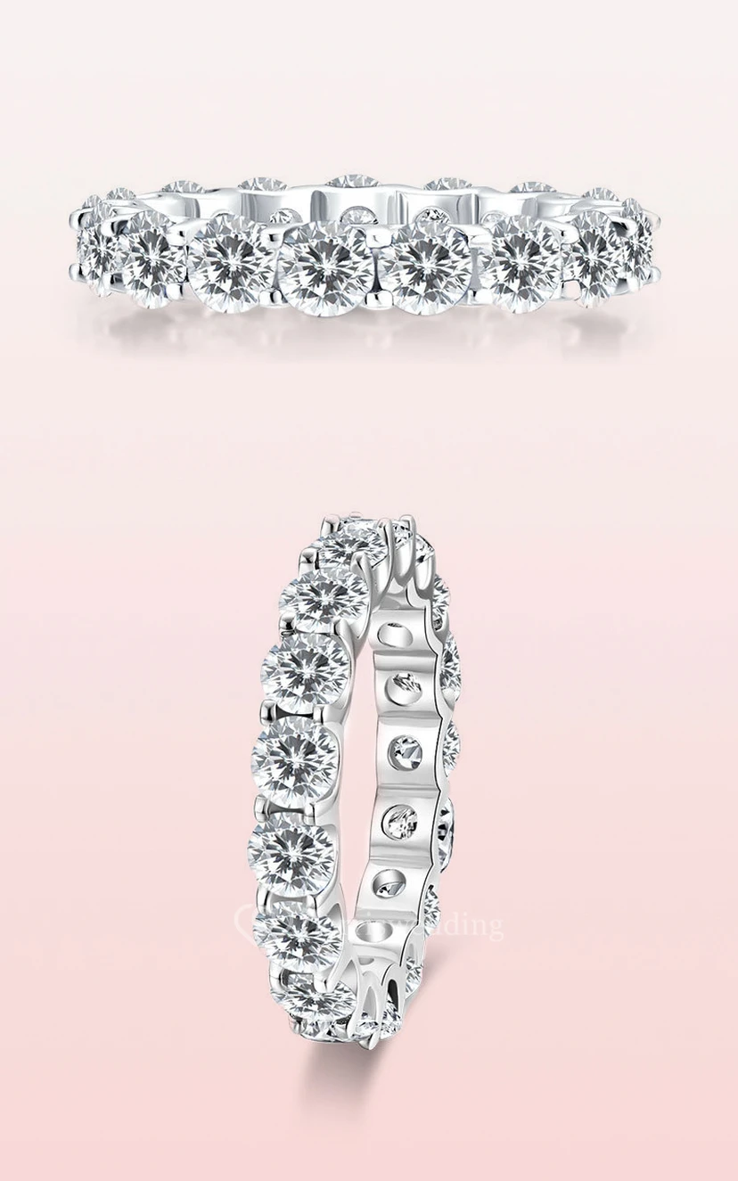 Eternity Round Cut 925 Silver Wedding Rings view 4