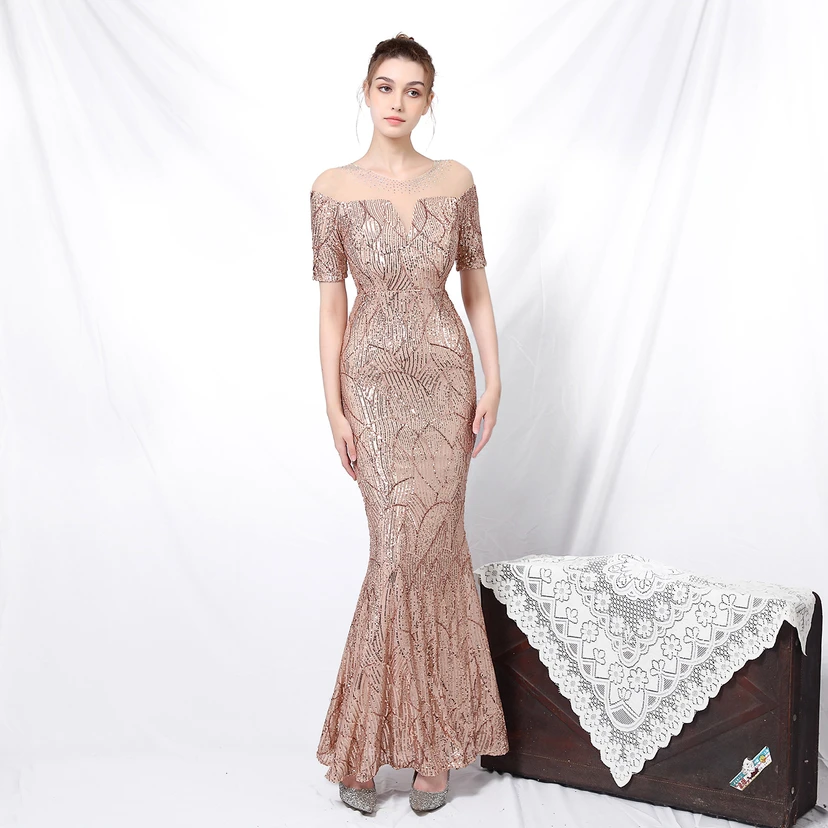 Elegantes, langärmeliges Paillettenkleid im Meerjungfrauenstil mit Meerjungfrauenschnitt – ein echter Hingucker! view 20