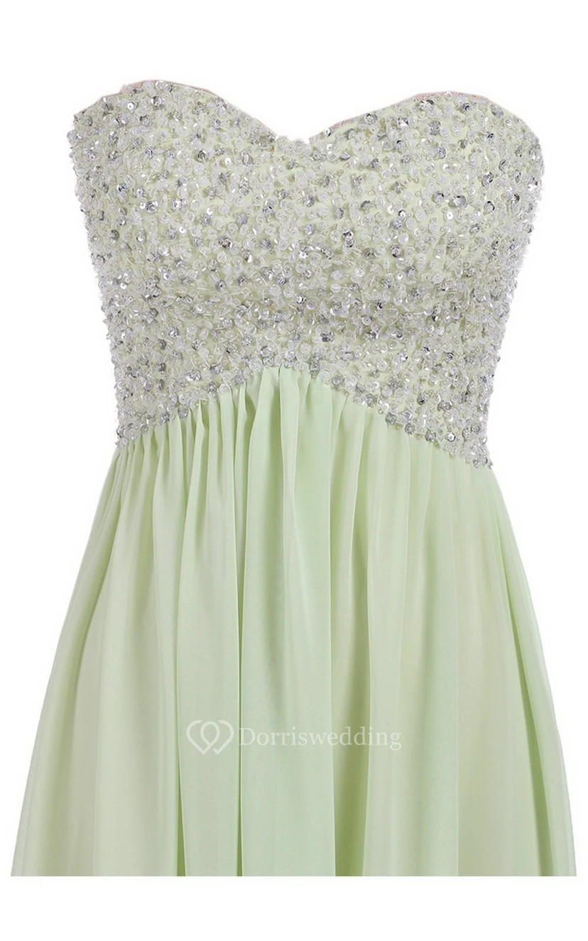 Sweetheart Empire Long Gown With Sequined Bodice view 13