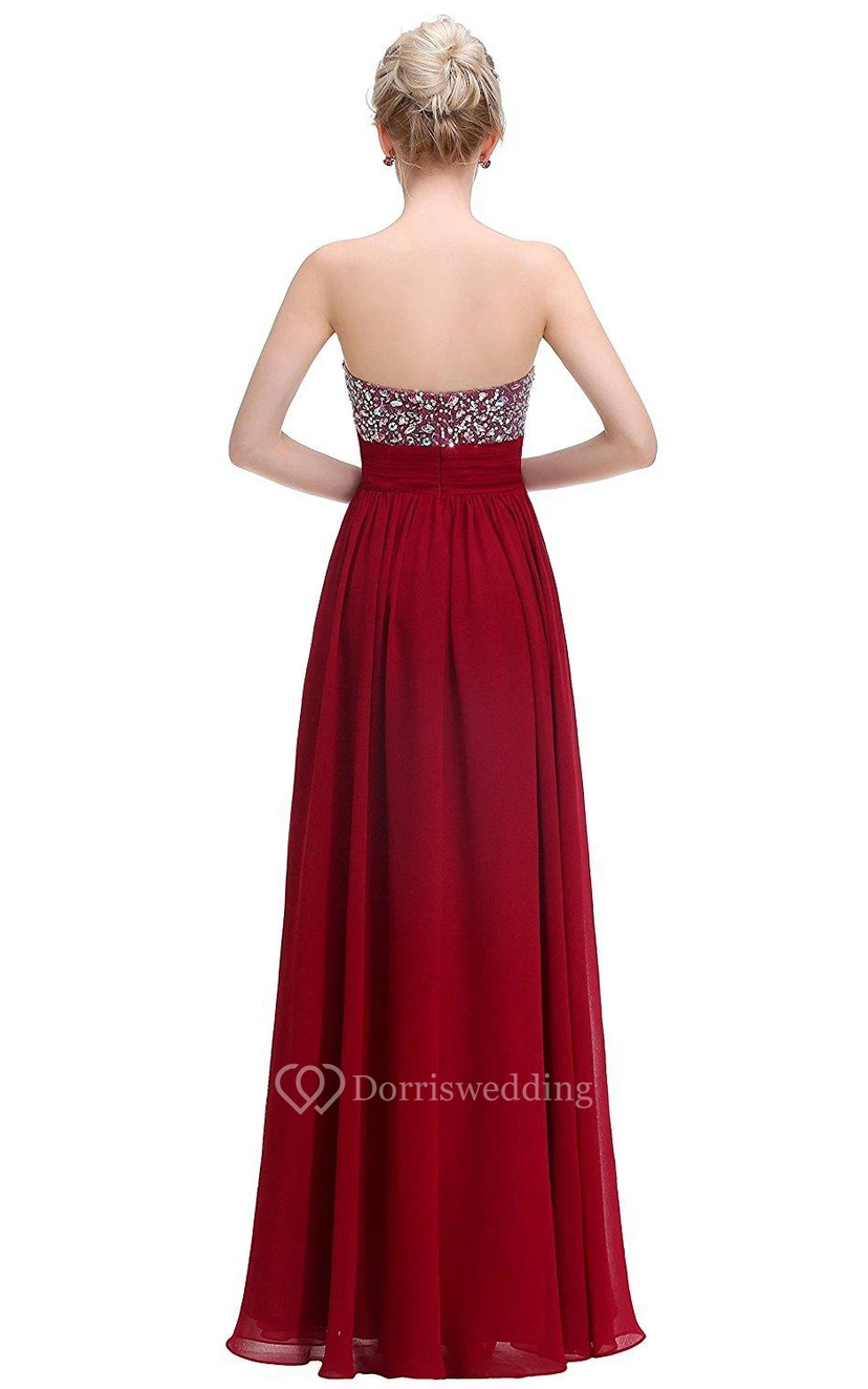 Sweetheart A-line Empire Floor-length Dress with Sequins view 2