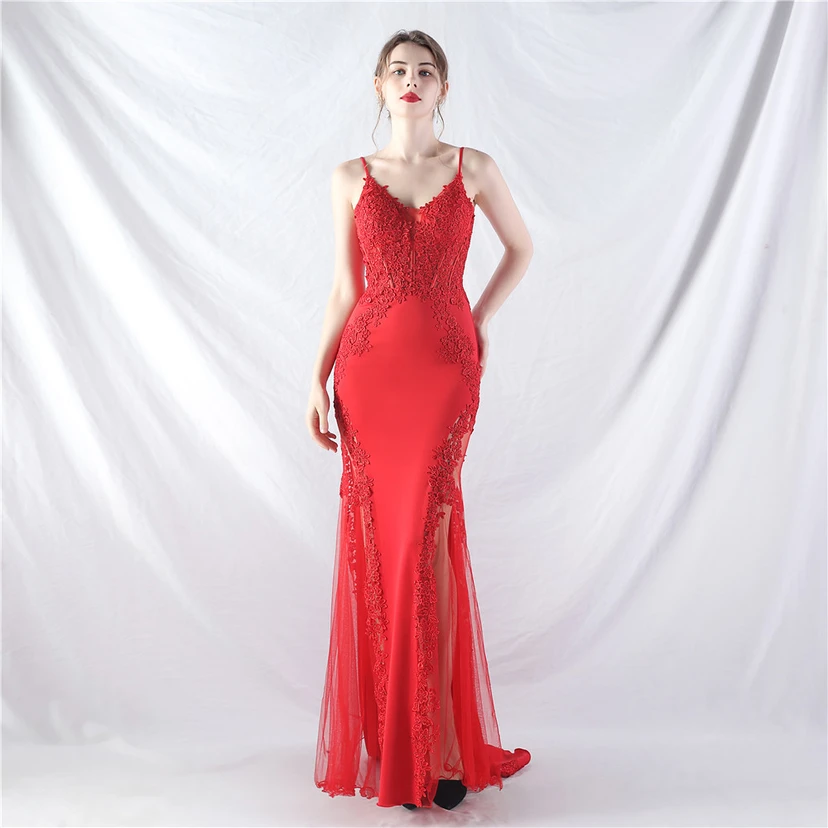 Spitzen-Abendkleid mit heißer Diamant- und Fischgrätenmuster-Weste, tiefem Taillenausschnitt, schulterfreiem Design und kurzer Schleppe view 37