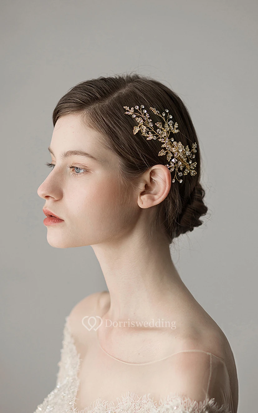 Flower Style Alloy Shining Bridal Headpiece view 3