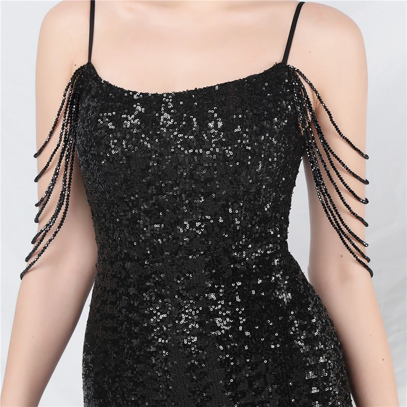 Robe de soirée longue à sequins et perles fantaisie view 72