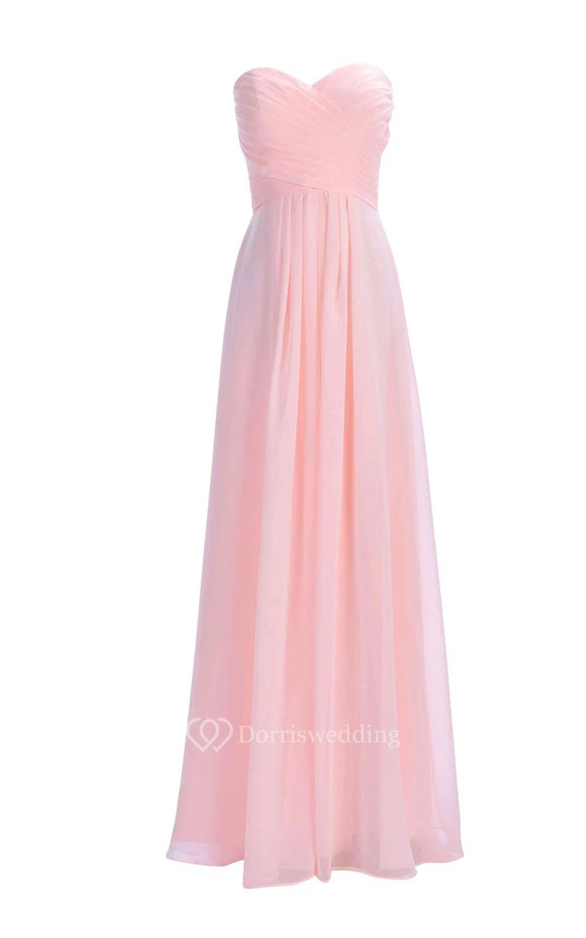 Sweetheart Criss-cross Chiffon A-line Dress With Lace-up Back view 53