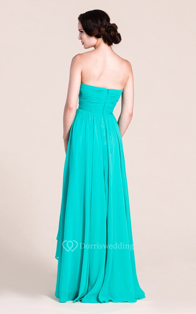 Sweetheart Layered Chiffon Dress With Pleats view 3