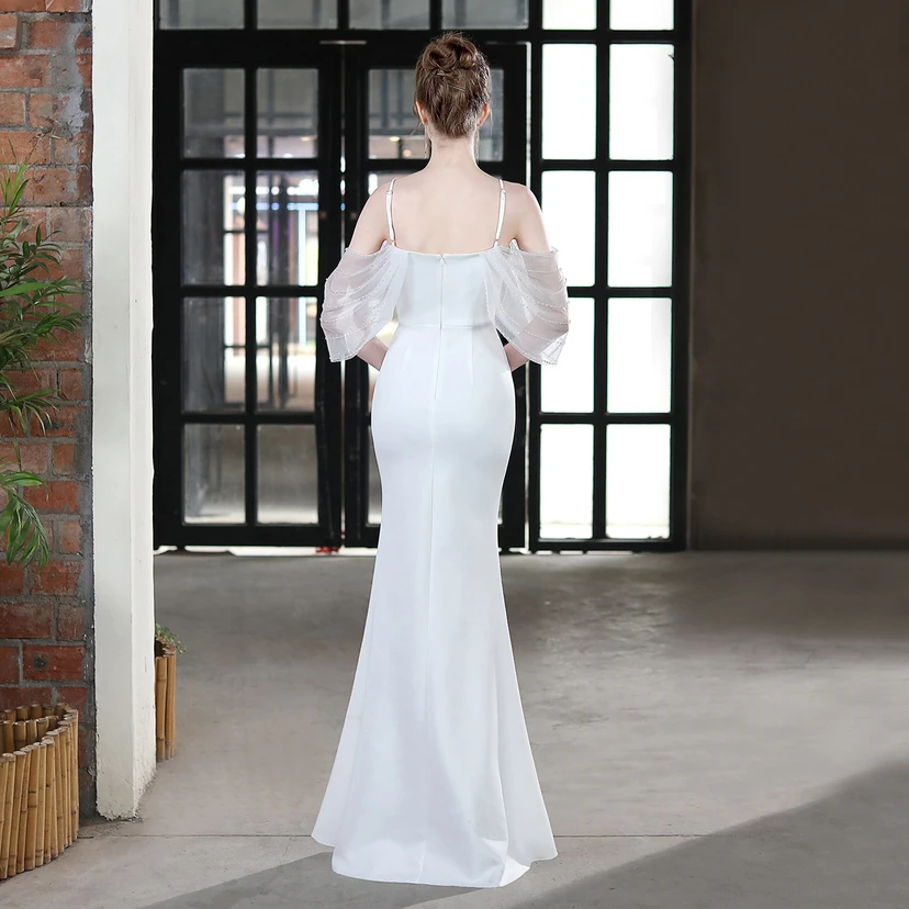 Toast Dress Bride Long Sling Thank You Banquet Slim Fishtail Skirt Wedding Car Model Exhibition Dress view 15