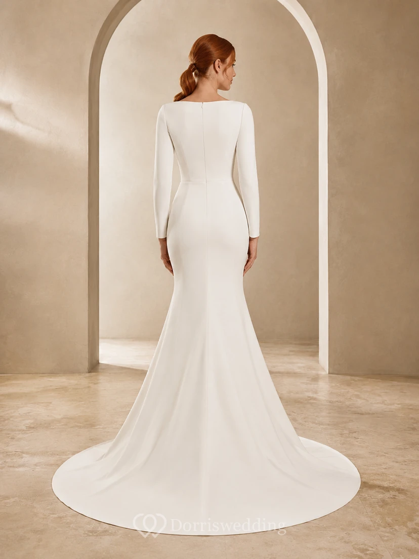 Spitzenhochzeitskleid Meerjungfrauen-Stil, ärmellos, mit Kapellenschleppe view 2