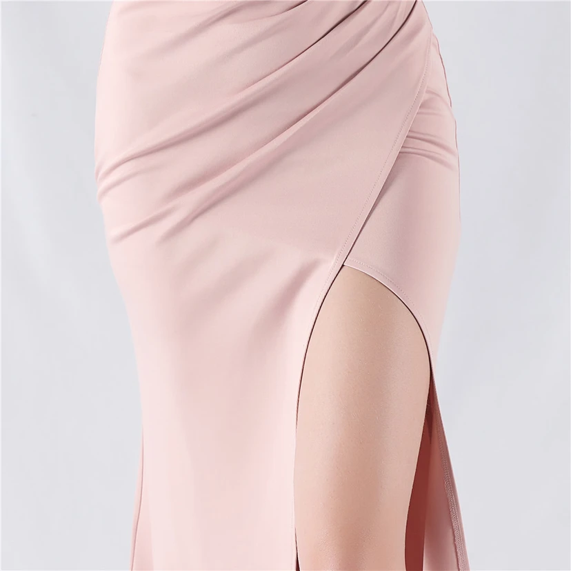 Fishbone Waist Set Crystal Diamond Satin Host Evening Dress view 36