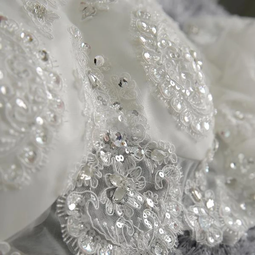 Romantic Tulle Lace Beadings Wedding Dress 3-4-Long Sleeve Princess view 4
