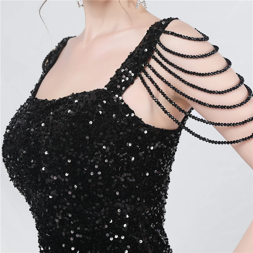 Craft Sequined Velvet Bottom Imitation Handmade Fantasy Sequin Evening Dress Daily Mini Dress view 80