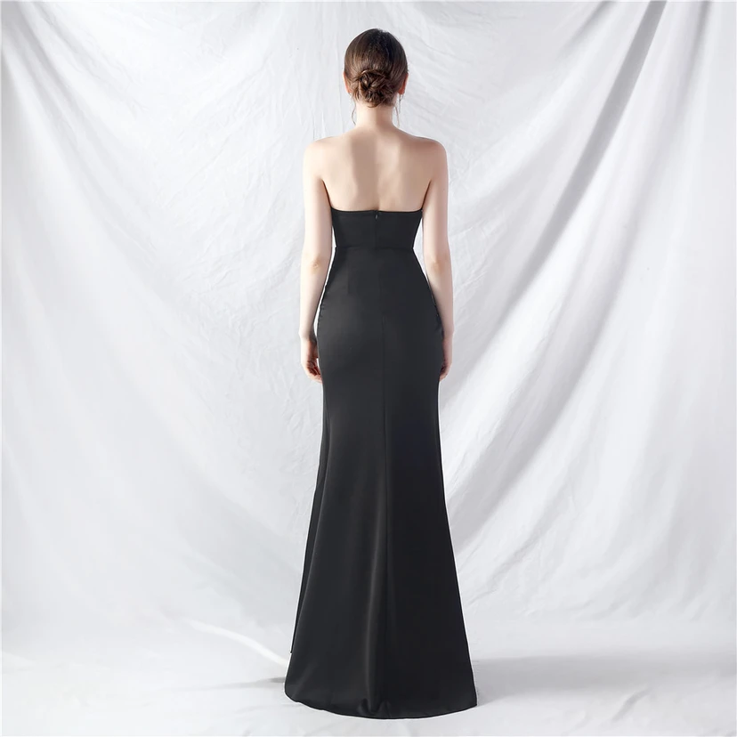 Vestido de noche de alta gama con cintura de espiga, elaborado con cuentas y forma elaborada. view 69