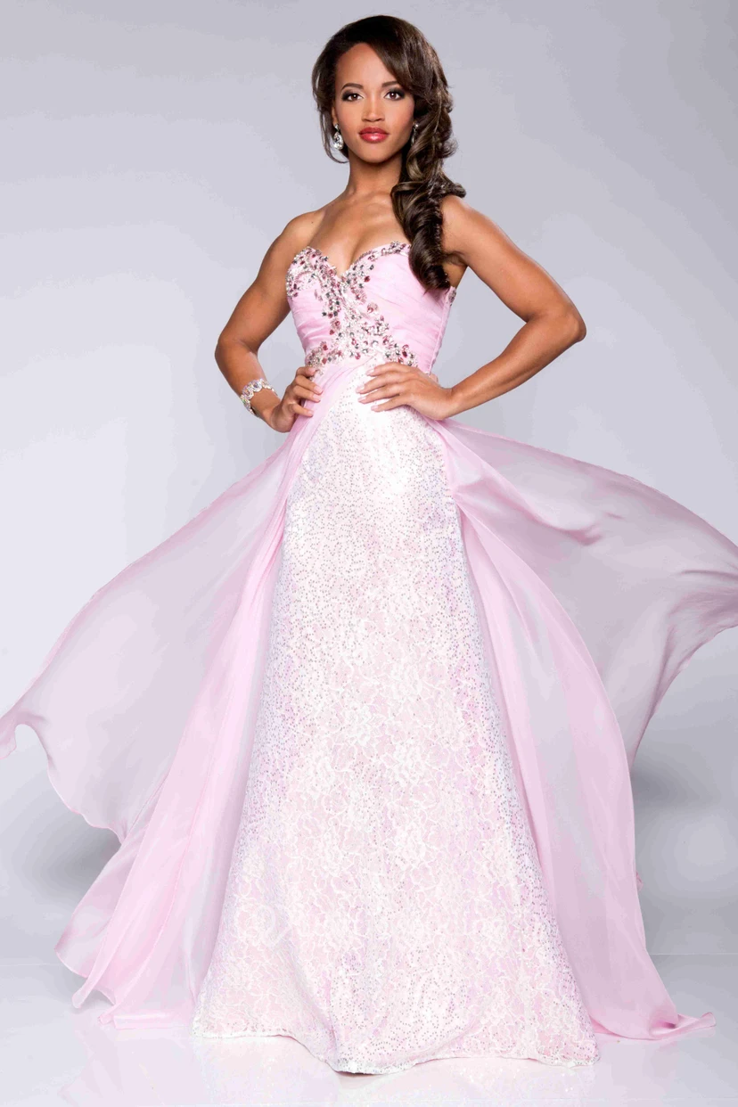 A-Line Floor-Length Sweetheart Sleeveless Lace Chiffon Criss Cross Corset Back Dress