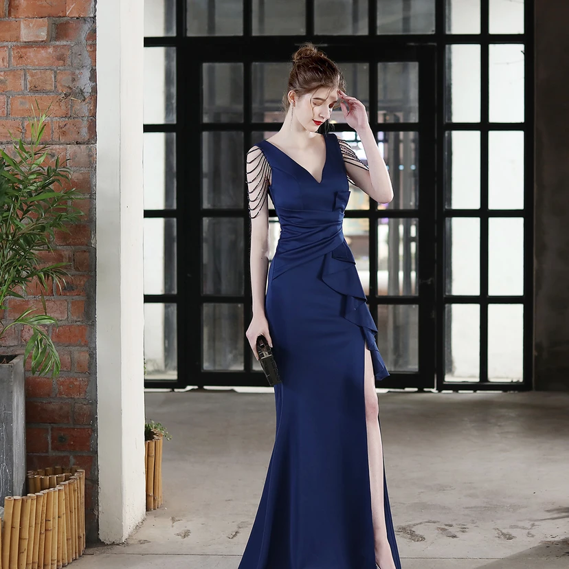 Toast Dress Bride Long Sling Thank-You Banquet Slim Fishtail Skirt Wedding Car Model Exhibition Dress view 54