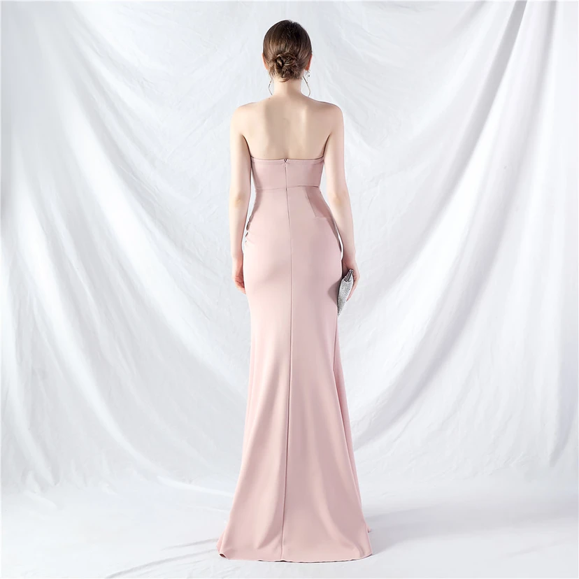 Vestido de noche de satén de alta gama con cola vertical pequeña y chaleco de espina de pescado de estilo palacio, de gran resistencia y cintura ajustada. view 51