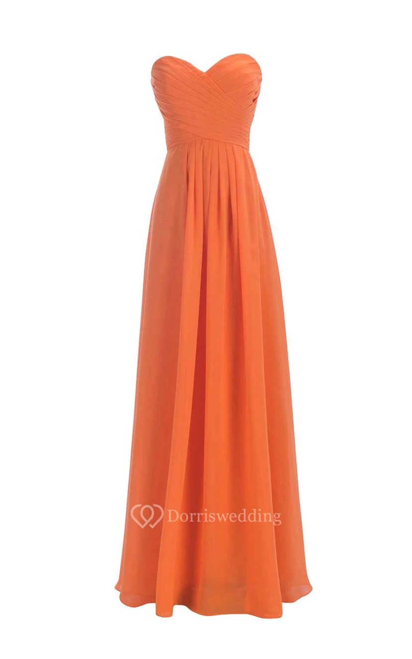 Sweetheart Criss-cross Chiffon A-line Dress With Lace-up Back view 42