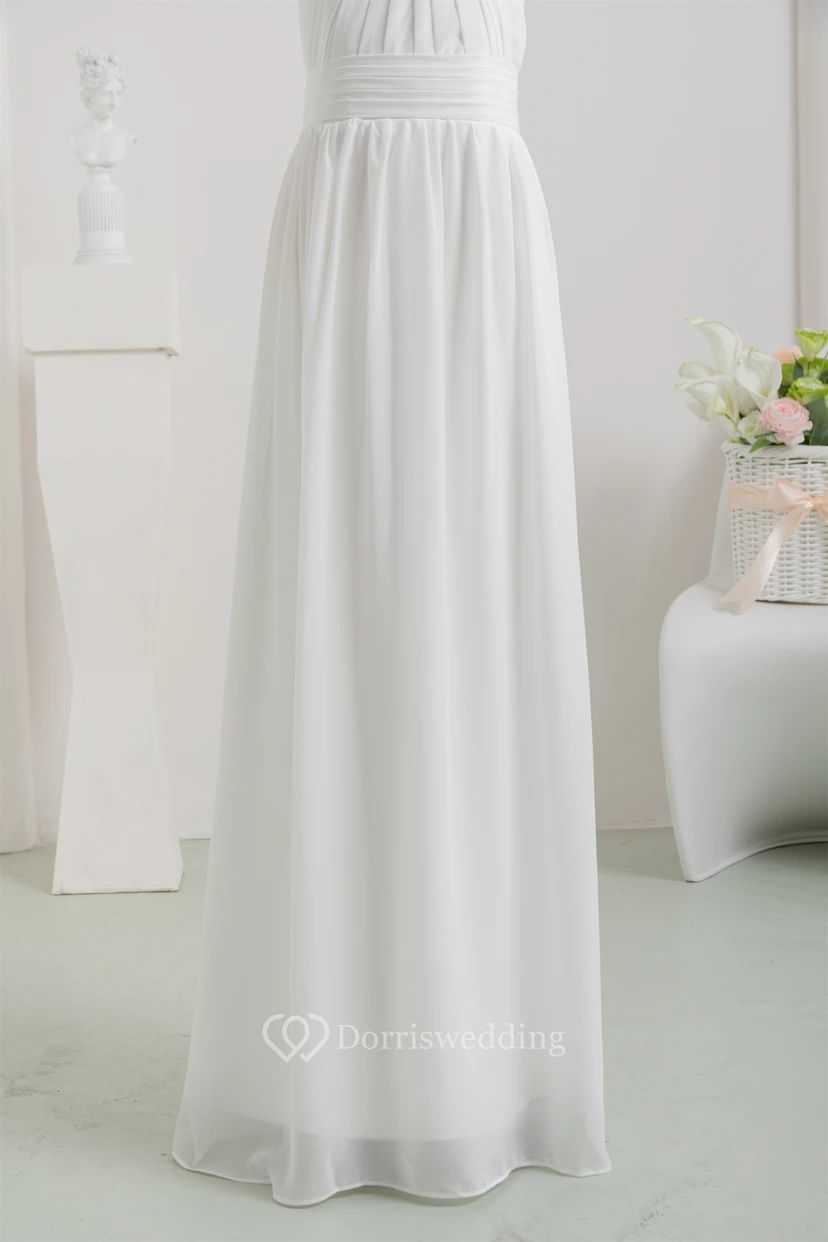 Chiffon Long White Empire Communion Casual Flowergirl Dress view 6