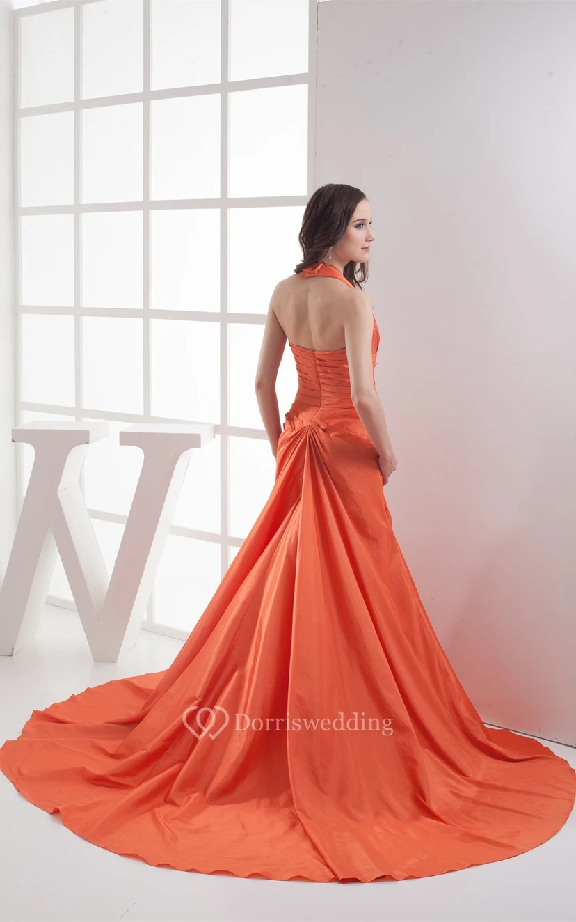 Plunged Maxi Halter and Dress With Central Ruching view 9