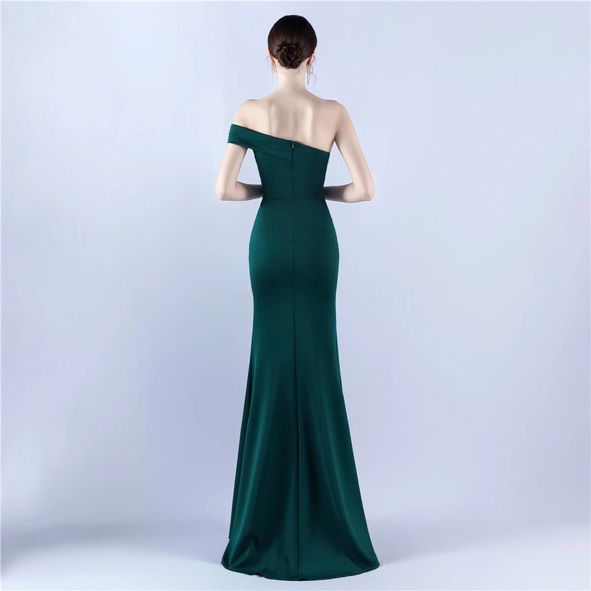 Satin-Abendkleid mit einer Schulter für festliche Anlässe und Bankette view 20