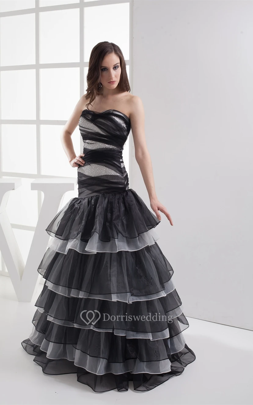 Two-Tone A-Line Stress and Gown With Tiers view 7