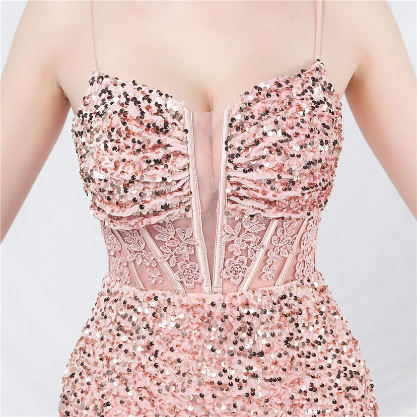 Vestido de noche pesado, estilo palacio, chaleco con diseño de espina de pescado, cintura con bordado de diamantes, flores, hombros descubiertos y tirantes. Vestido de alta gama. view 16