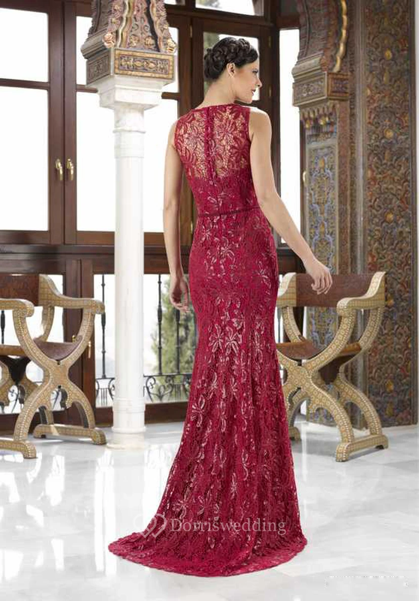 Sleeveless Appliqued Strapped Lace Mother Of The Bride Dress view 2