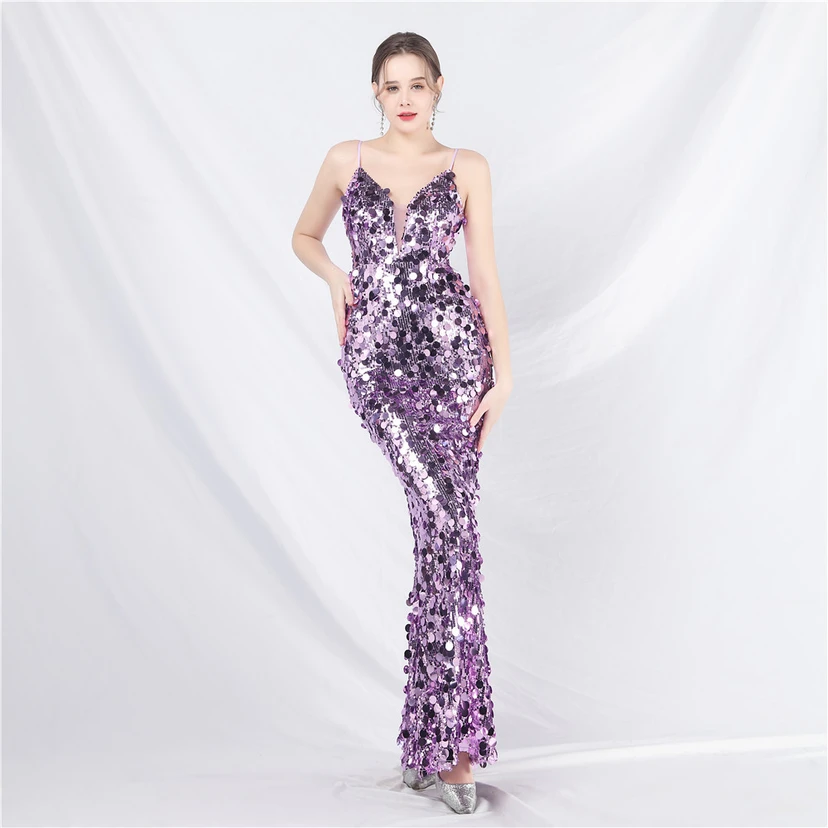 Robe de soirée longue à bretelles haut de gamme view 42
