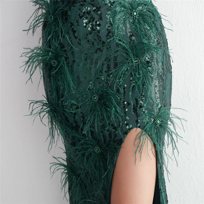 Positioning Flower Craft Beading Craft Imported Wool Dress Long Banquet Slim Evening Dress Elegant Temperament view 54