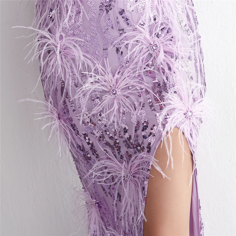 Positioning Flower Craft Beading Craft Imported Wool Dress Long Banquet Slim Evening Dress Elegant Temperament view 45