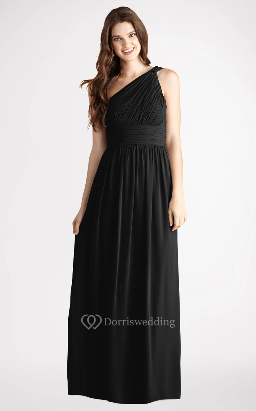 Long-Chiffon Modern One-Shoulder Dress With Ruching view 33