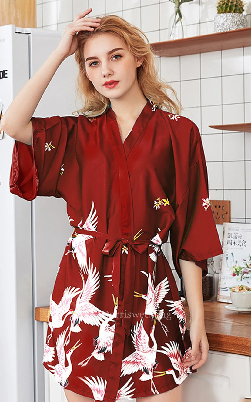 Floral Bride Bridesmaid Short Robe view 6