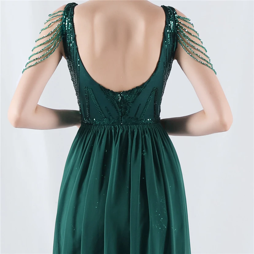 Paillettenbesetzte Blumen mit Cape-Stickerei, hochwertiges Abendkleid, ideal für die Ausrichtung der Jahrestagung view 67