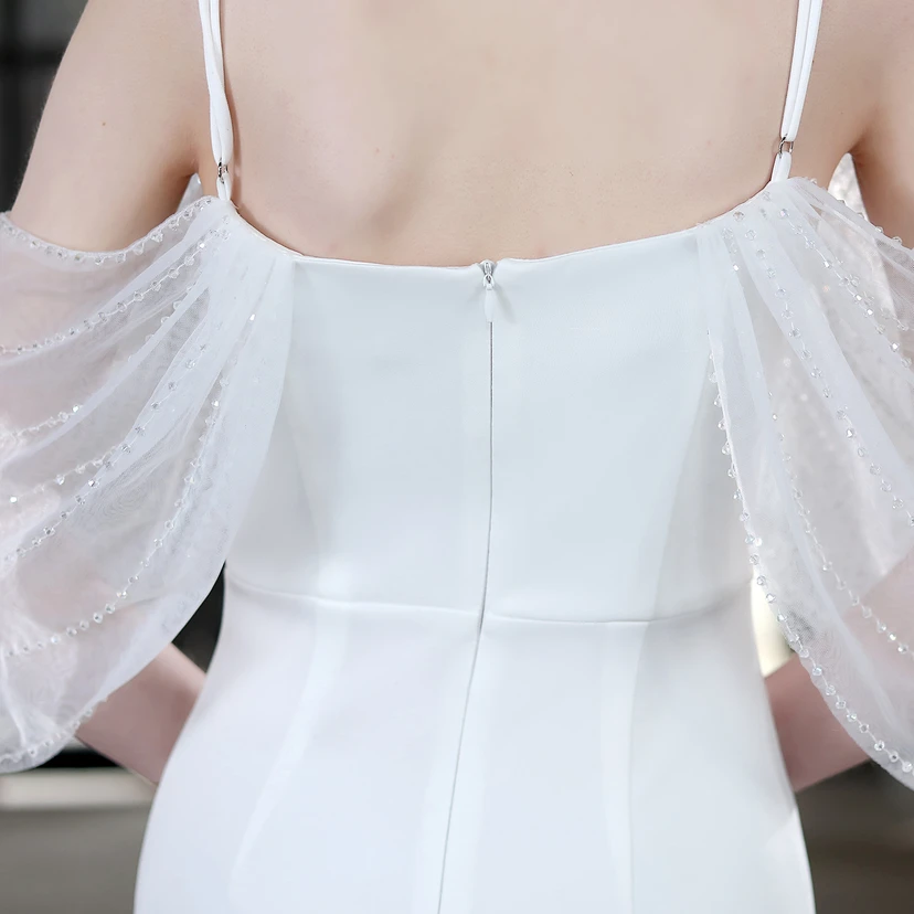 Toast Dress Bride Long Sling Thank You Banquet Slim Fishtail Skirt Wedding Car Model Exhibition Dress view 16