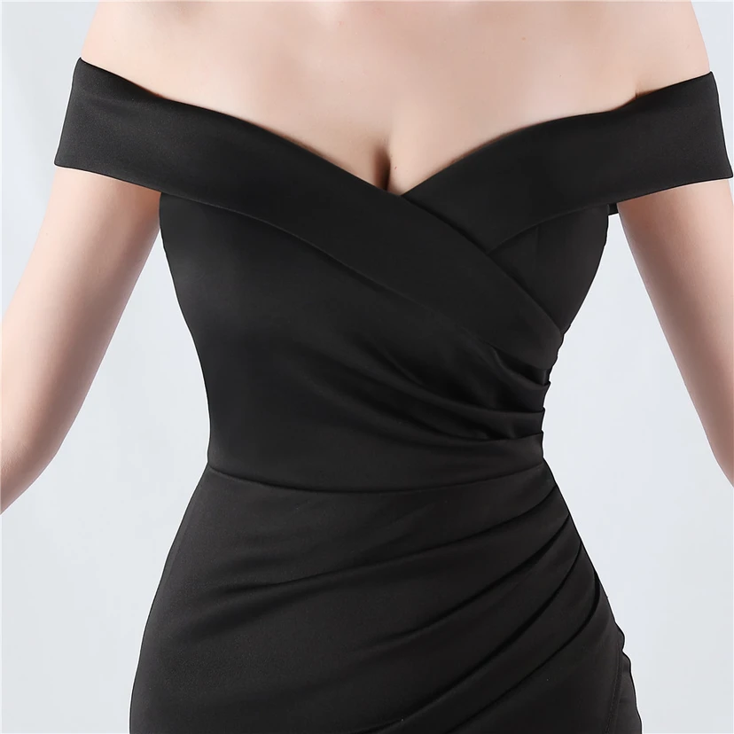 Robe de soirée classique asymétrique en satin à queue de poisson view 8
