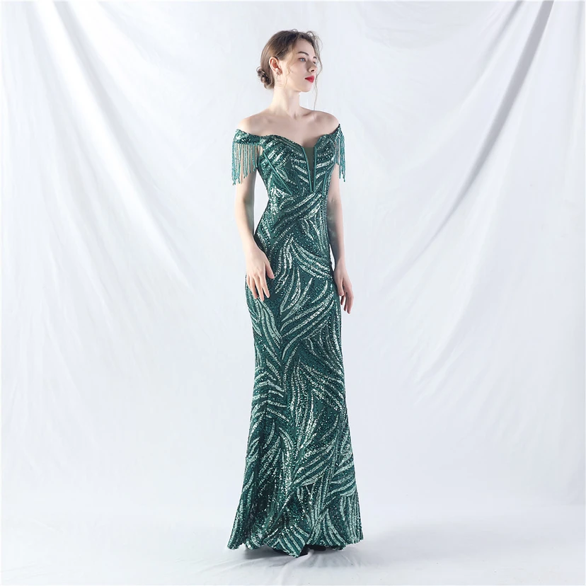Palace Herringbone Waist Strap Heavy-Crafted Beaded High-End Evening Dress view 54