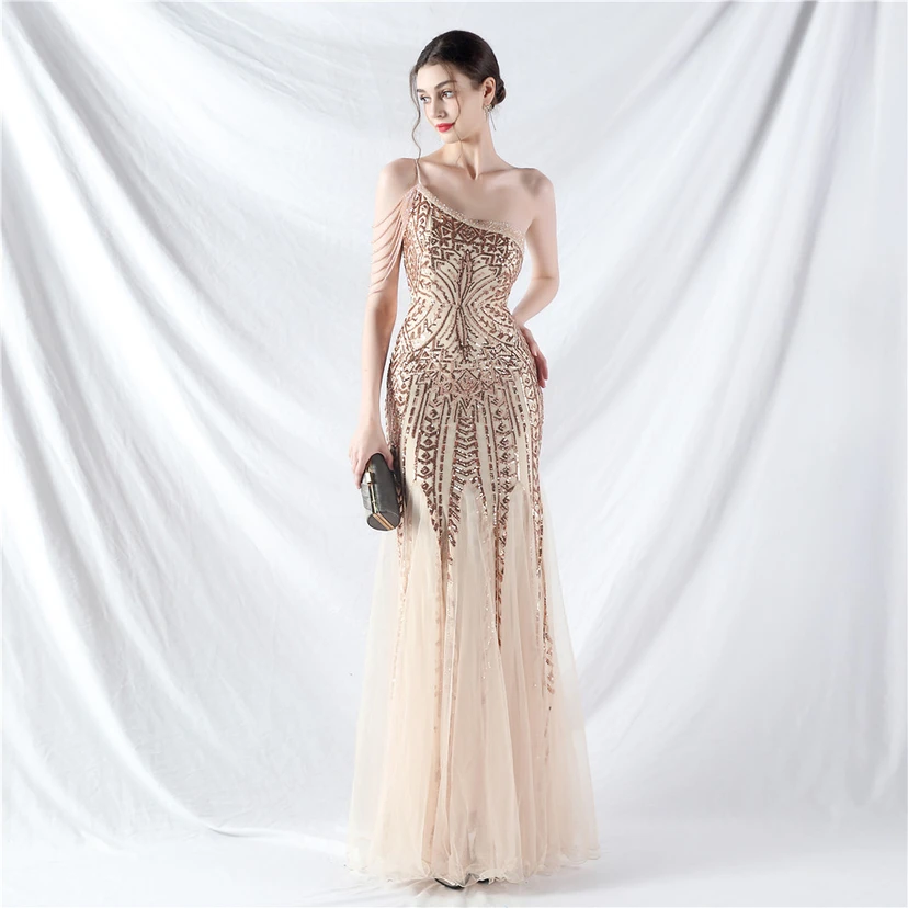 Robe de soirée haut de gamme ornée de perles de positionnement, de fleurs et de broderies en tulle. view 16