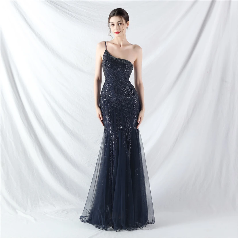Crafted Beaded Positioning Flower Beads Splicing Mesh Gauze High-End Evening Dress view 41