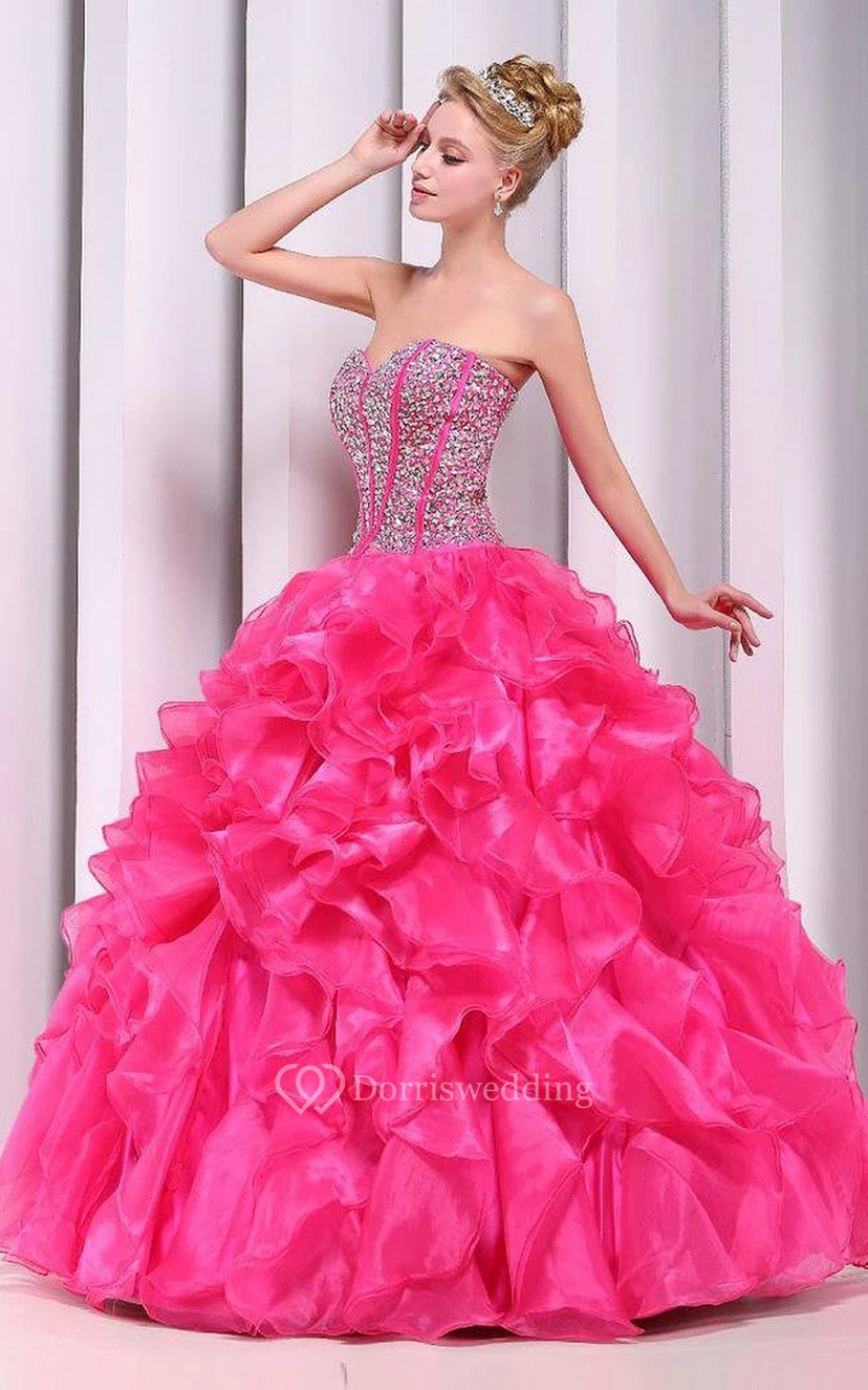 Chic Sweetheart Ball Gown With Ruffles and Beadings view 5