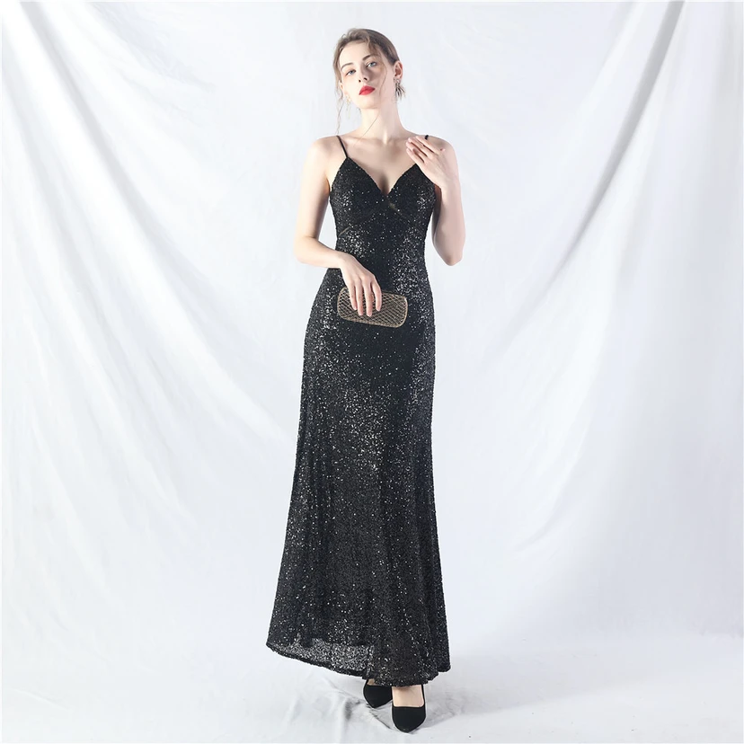 Robe longue trapèze évasée à paillettes, modèle phare du quotidien view 30
